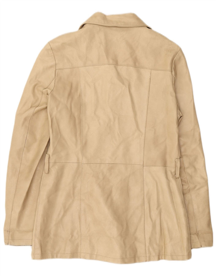 Viamaestra Veste en cuir pour femme UK 12 Cuir beige moyen
