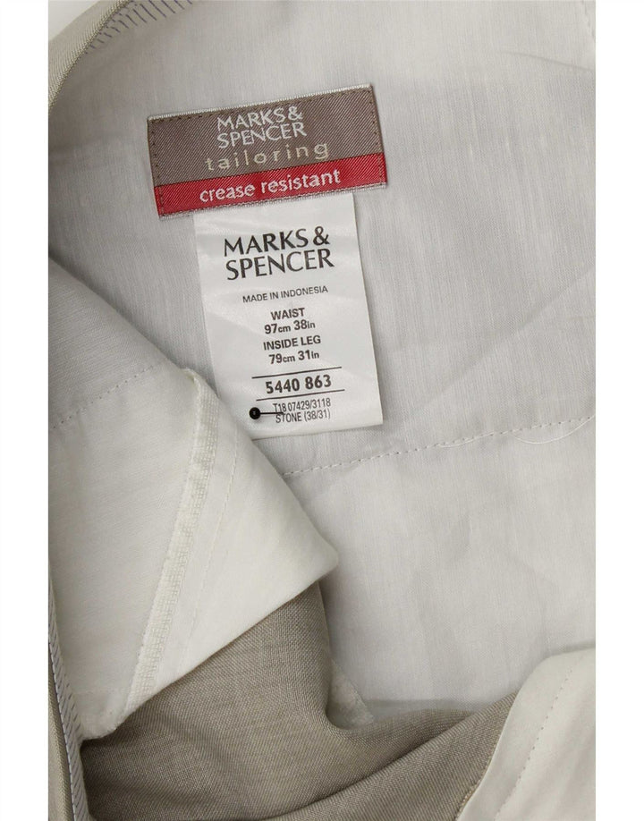 Marks & Spencer Mens Regular Casual Trousers W38 L31 Grey Polyester