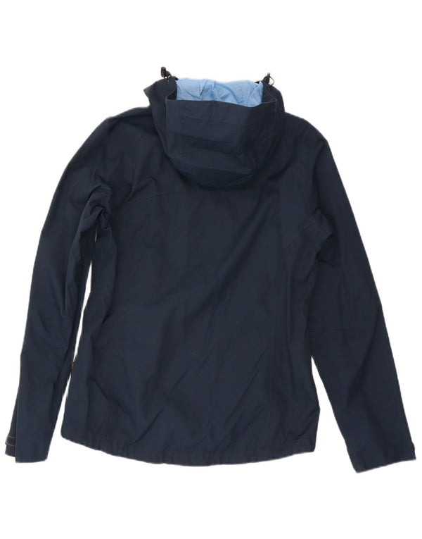 Jack Wolfskin Womens Hooded Rain Jacket UK 12/14 Medium Navy Blue Polyamide