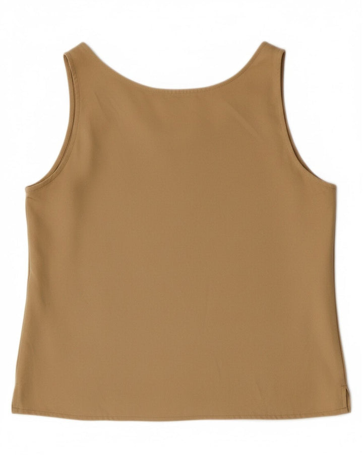 VINTAGE Womens Crop Sleeveless Blouse Top UK 14 Medium Beige Polyester Vintage Vintage and Second-Hand Vintage from Messina Hembry 