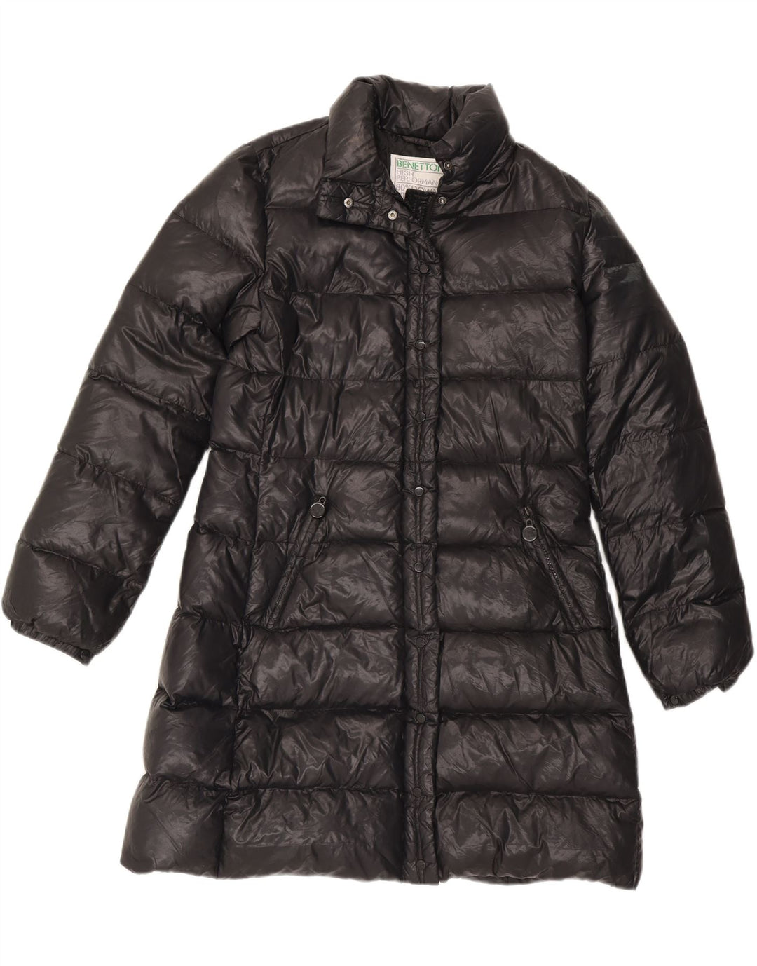 BENETTON Womens Padded Coat IT 46 Large Black Polyamide Vintage Benetton and Second-Hand Benetton from Messina Hembry 