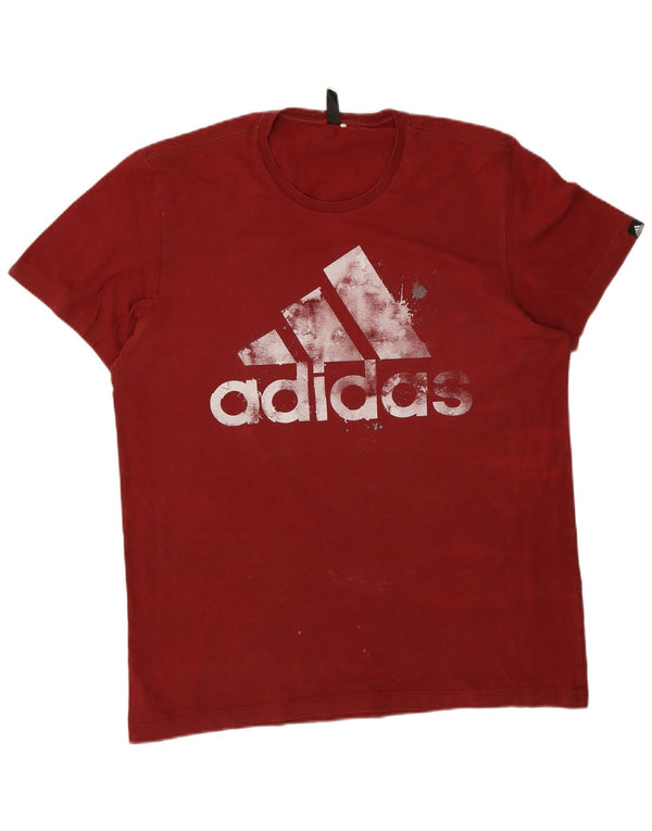T-shirt grafica da uomo Adidas Top grande in cotone rosso