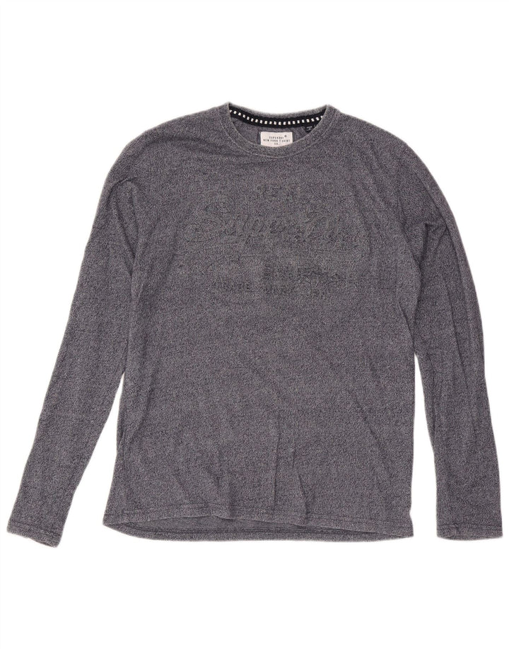 Superdry Herren Graphic Top Langarm Large Grau meliert