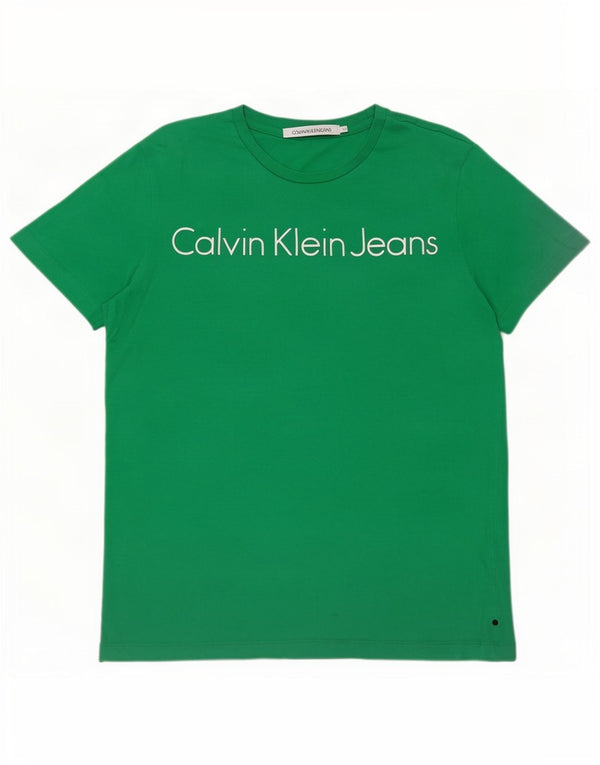 Calvin Klein Jeans Herre grafisk T-shirt top mellemgrøn bomuld