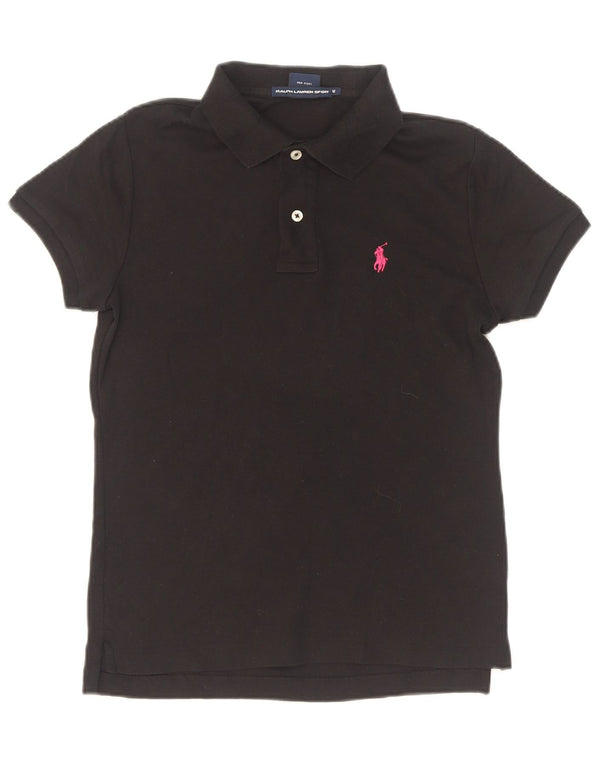 Ženska uska polo majica Ralph Lauren UK 12 srednje crni pamuk