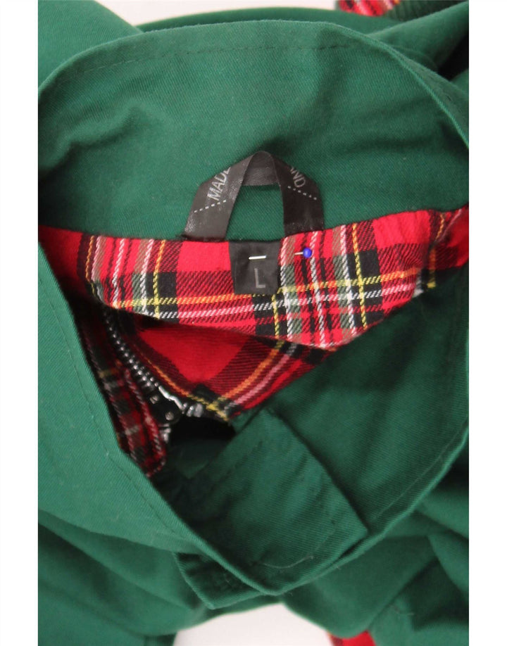vintage Mens Bomber Jacket UK 40 Grand Vert Polyester Rétro