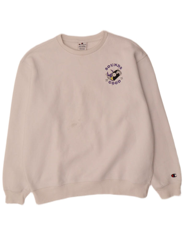 Champion Boys Graphic Sweatshirt Jumper 15-16 Years 2XL White Cotton