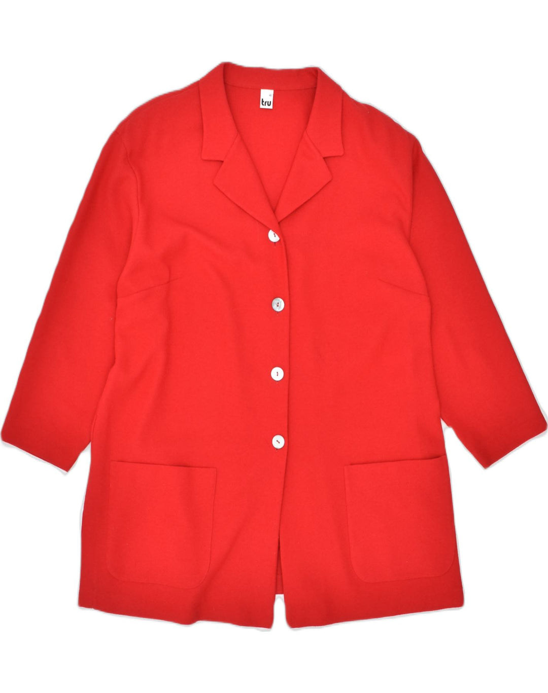 TRU Womens 4 Button Blazer Jacket EU 46 XL Red Polyester | Vintage | Thrift | Second-Hand | Used Clothing | Messina Hembry 