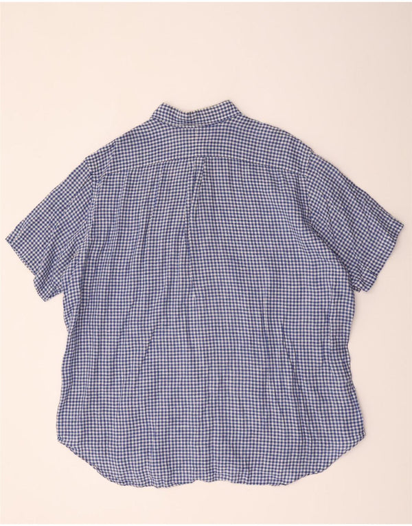 Polo Ralph Lauren Camisa de corte clásico de manga corta grande para hombre XL Blue Gingham