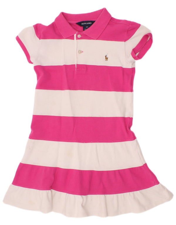 Abito polo per ragazze Ralph Lauren 5-6 anni in cotone a righe rosa