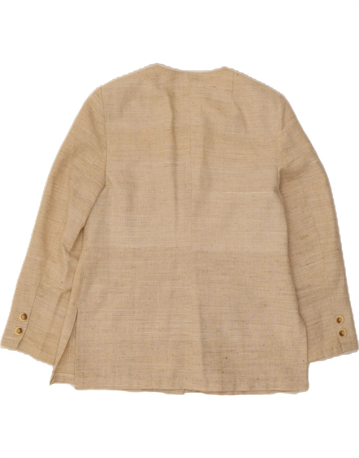 VINTAGE Womens 4 Button Blazer Jacket UK 14 Medium Beige Vintage Vintage and Second-Hand Vintage from Messina Hembry 