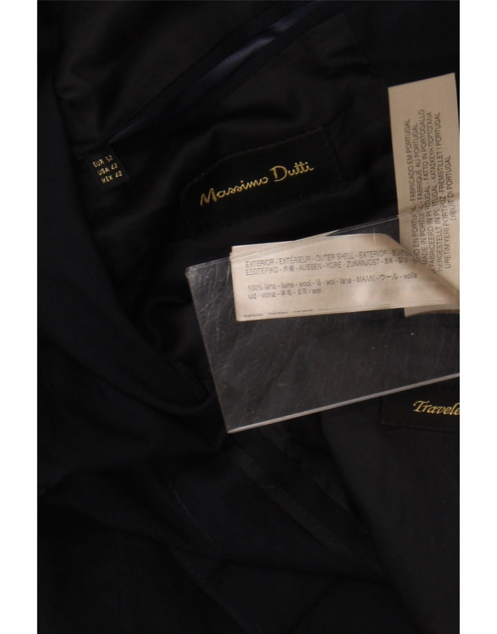 Massimo Dutti Veste Blazer 2 Boutons Homme EU 52 Grande Laine Bleu Marine
