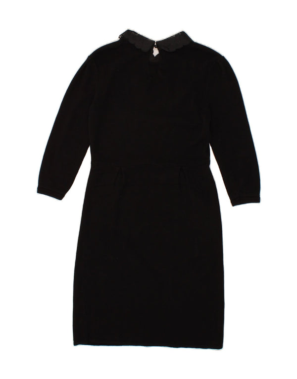 MONSOON Womens Long Sleeve Sheath Dress UK 10 Small  Black Cotton