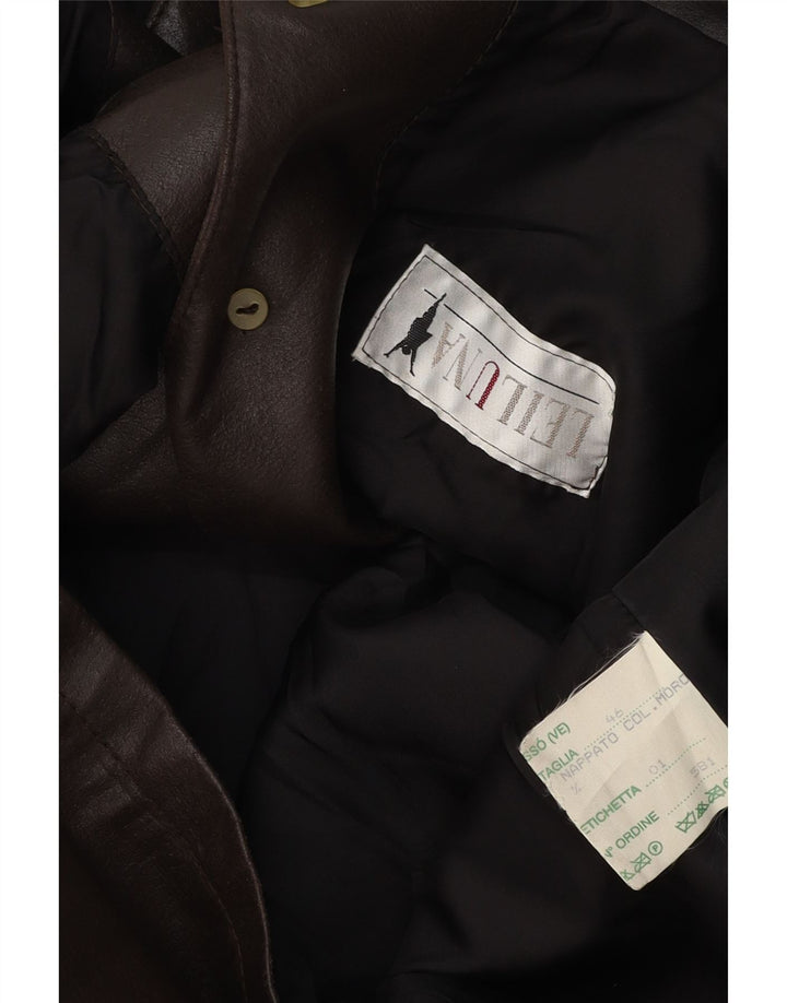 Vintage Womens Oversized Leather Coat IT 46 Large Brown Leather