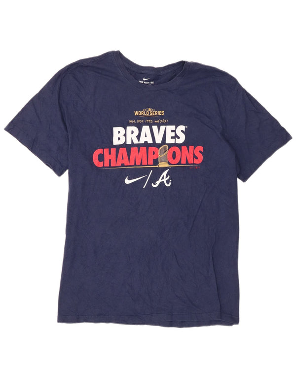 Camiseta Nike Mens Braves Champions Graphic Top XL Azul Marinho Algodão