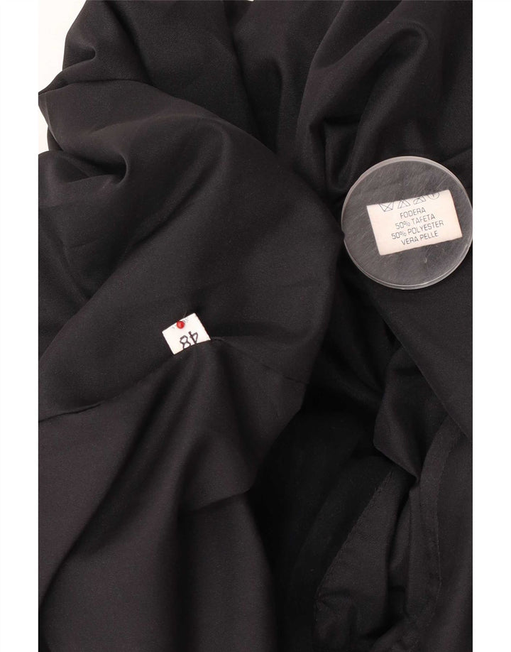 Giubbotto bomber vintage in pelle scamosciata da uomo IT 48 in pelle nera media