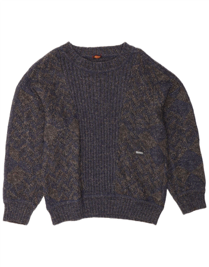 Ellesse Herre Boat Neck Jumper Sweater Medium Navy Blue Uld