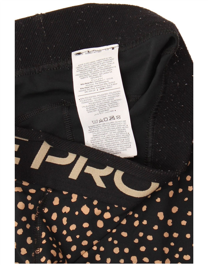 NIKE Womens Graphic Capri Leggings UK 12 Medium  Black Spotted Polyester