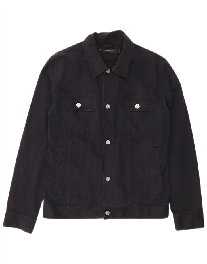 FRENCH CONNECTION Mens Denim Jacket UK 36 Small Navy Blue Cotton