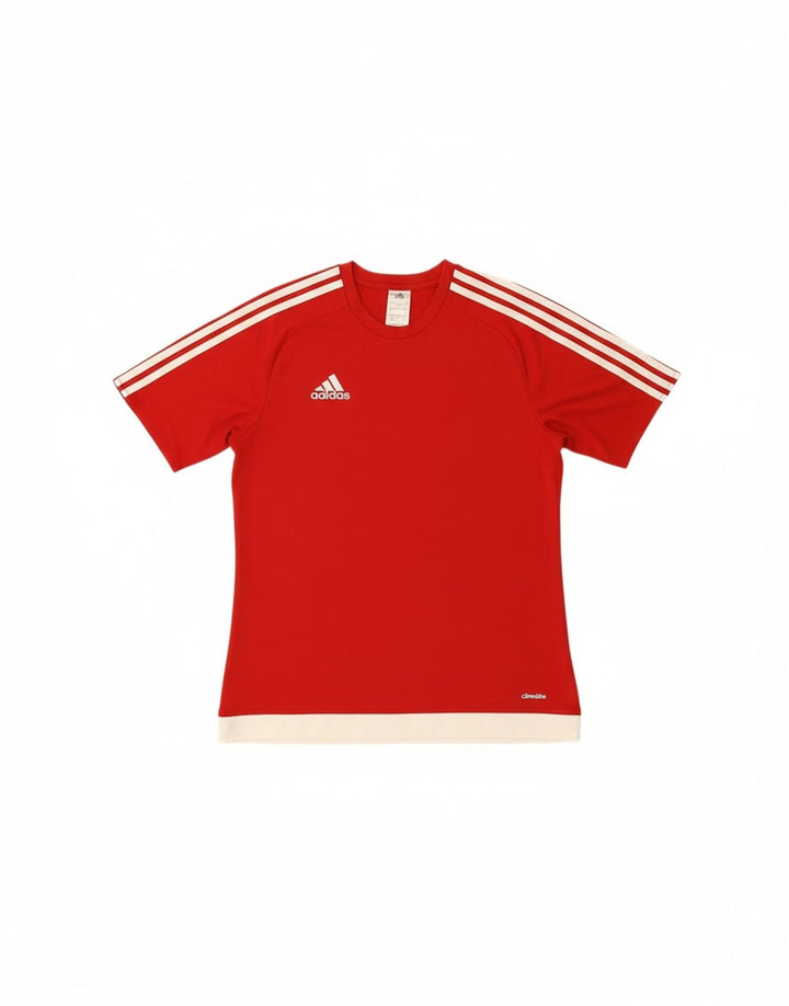 ADIDAS Mens Climalite Graphic T-Shirt Top Small Red Colourblock Polyester Vintage Adidas and Second-Hand Adidas from Messina Hembry 