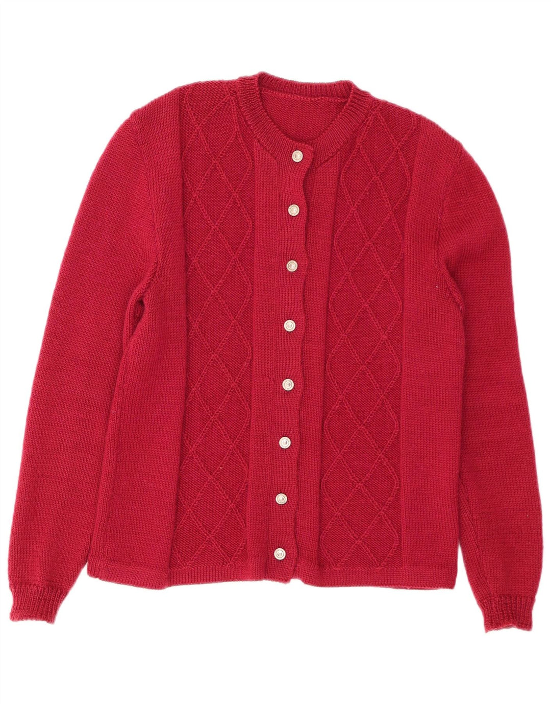 VINTAGE Womens Cardigan Sweater UK 14 Medium Red