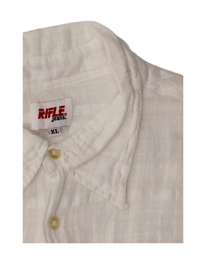 RIFLE Mens Shirt XL White Check Cotton