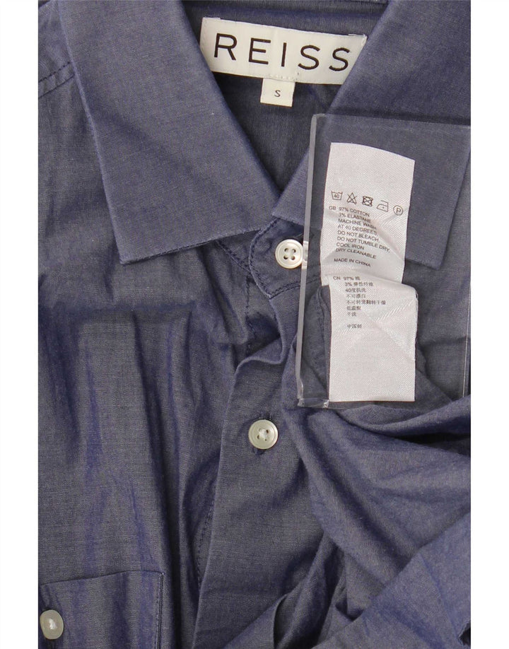 Reiss Mens Shirt Small Navy Blue Cotton