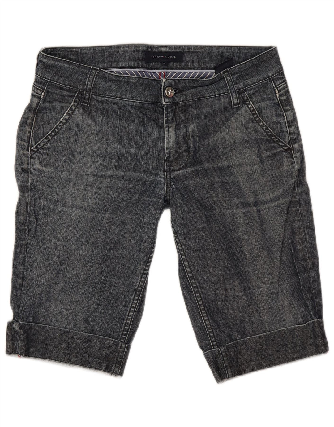 Tommy Hilfiger Womens Bermuda Denim Shorts W28 Medium Blue Cotton