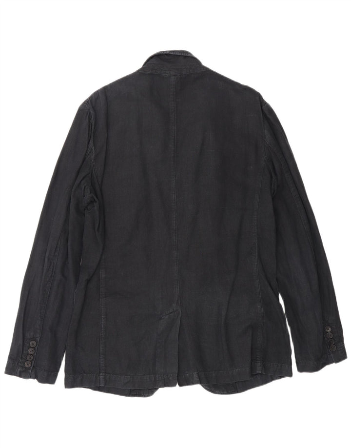 Zara Herre 3-knaps blazerjakke UK 40 Large Navy Blue Linen