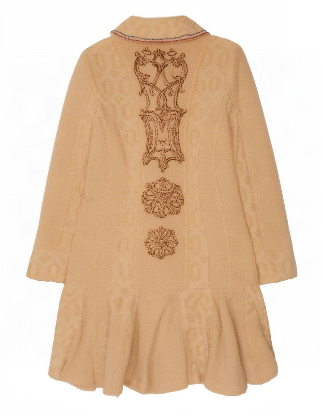 Save the Queen Womens Graphic Overcoat UK 14 Medium Beige Geometric Acetate