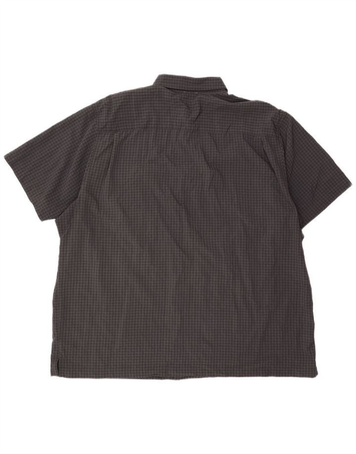 EDDIE BAUER Mens Short Sleeve Shirt 2XL Grey Check Polyester