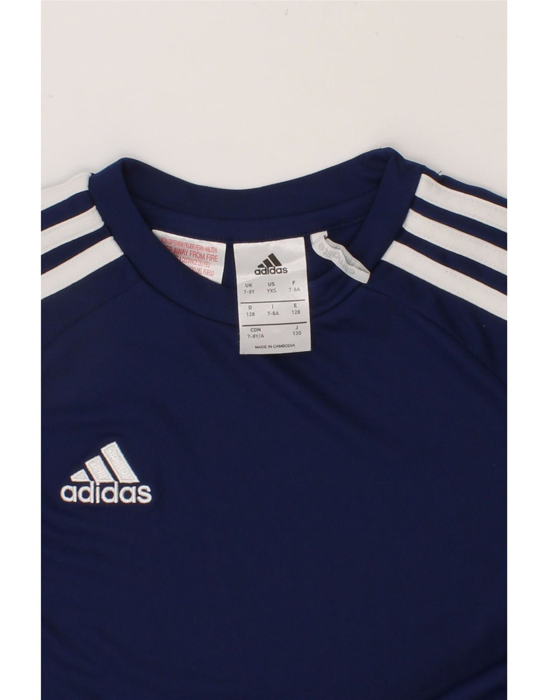 ADIDAS Boys Climalite T-Shirt Top 7-8 Years Navy Blue Polyester Vintage Adidas and Second-Hand Adidas from Messina Hembry 