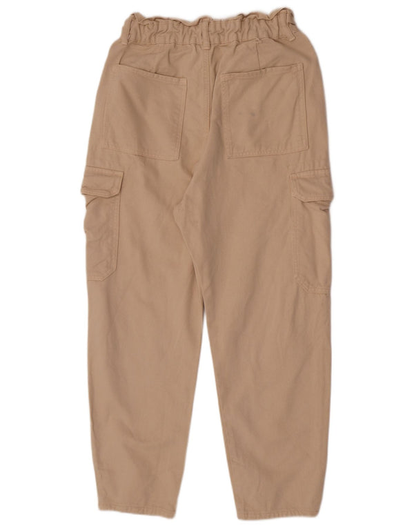 Zara Damen-Cargohose mit hoher Taille, schmal zulaufend, EU 36, XS, W26, L24, Beige, Baumwolle