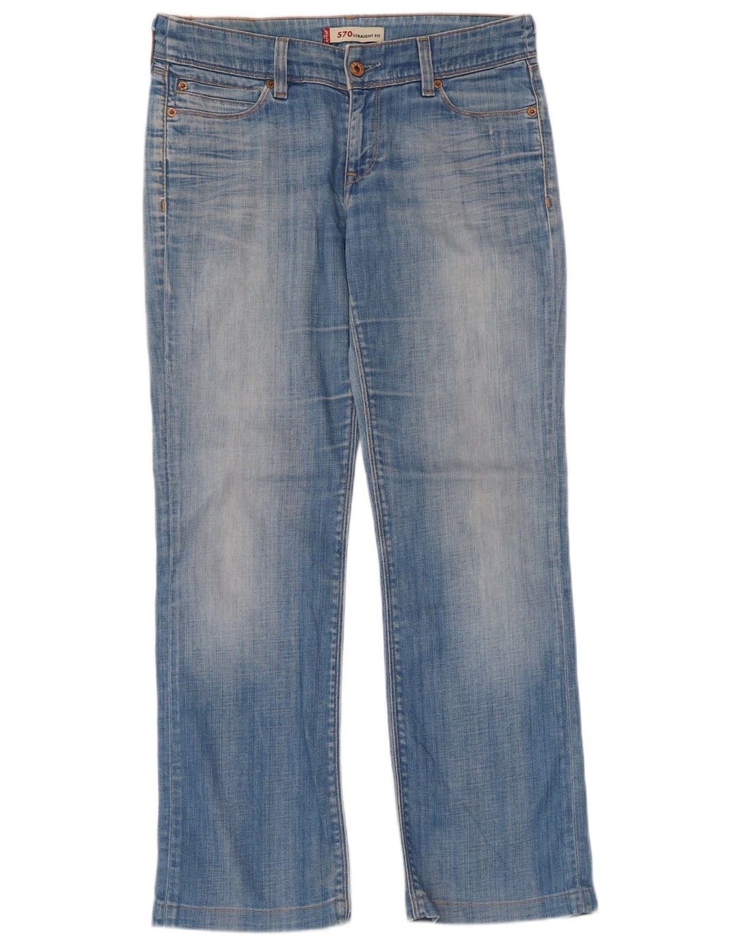 Levi's Womens 570 Straight Jeans W34 L29 Blue Cotton