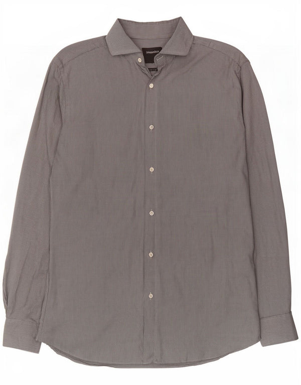 Camicia slim fit da uomo Hugo Boss taglia 40 15 3/4 cotone maculato grigio medio