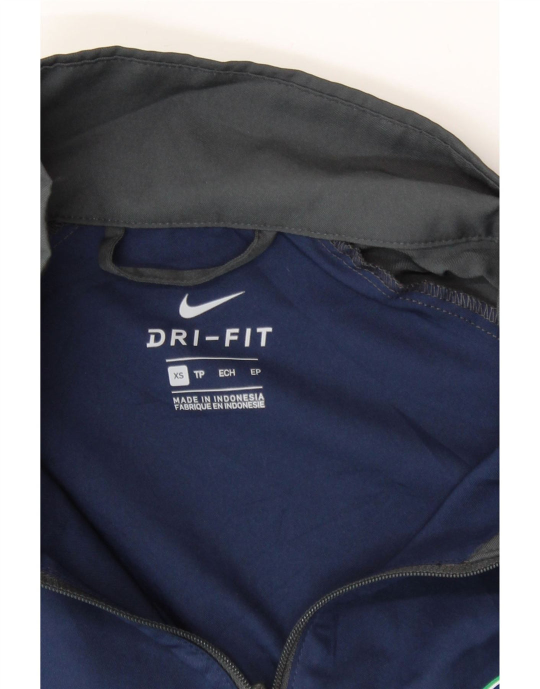 NIKE Mens Dri Fit Tracksuit Top Jacket XS Navy Blue Colourblock Polyester Vintage Nike and Second-Hand Nike from Messina Hembry 