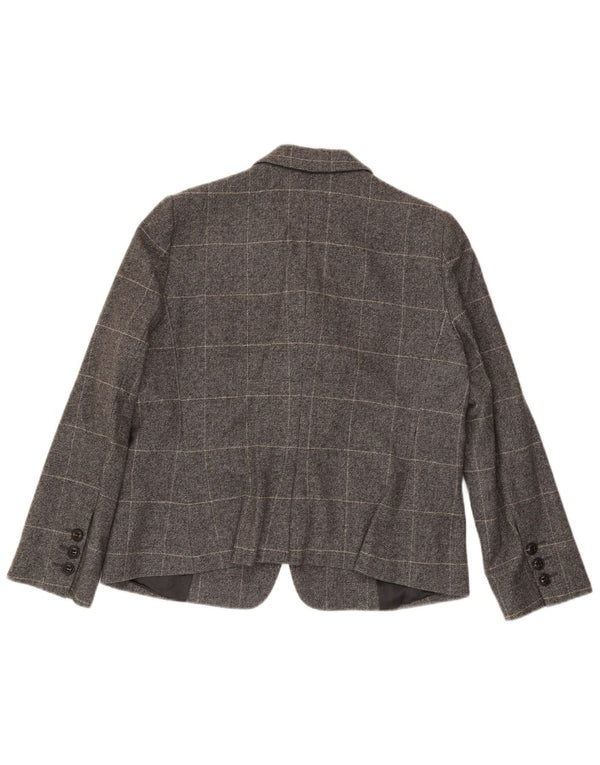 Armani Collezioni Womens 3 Button Blazer Jacket IT 50 XL Grey Check Wool
