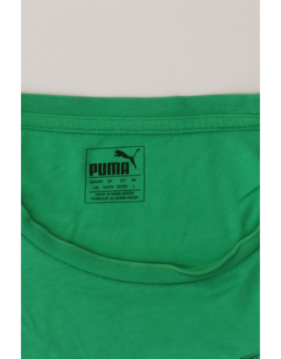 PUMA Mens Graphic T-Shirt Top Large Green Vintage Puma and Second-Hand Puma from Messina Hembry 