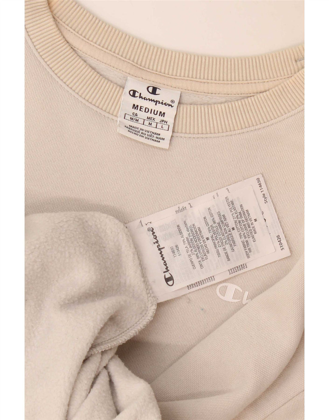 Champion Herre Sweatshirt Jumper Medium Beige Bomuld