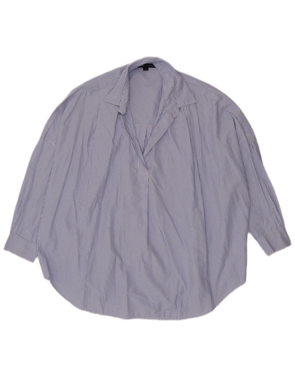 French Connection Dame Pullover Shirt UK 14 Medium Blue Pinstripe