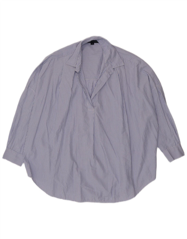 French Connection Dame Pullover Shirt UK 14 Medium Blue Pinstripe