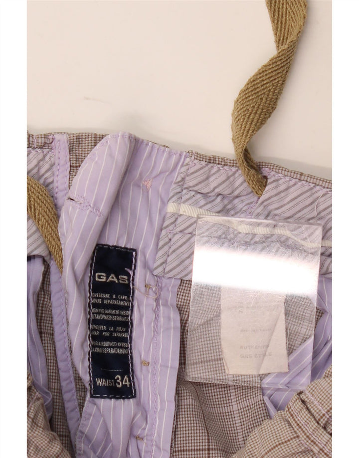 Gas Mens Chino Shorts W34 Large Grey Check