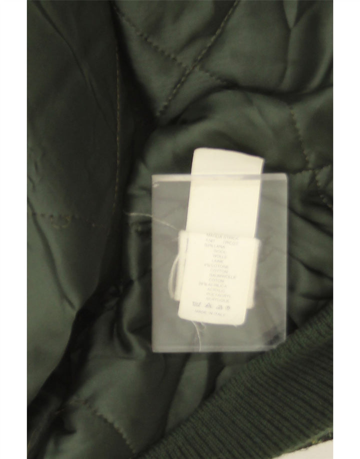 Breco's Mens Suede Bomber Jacket IT 50 Large Green Leather