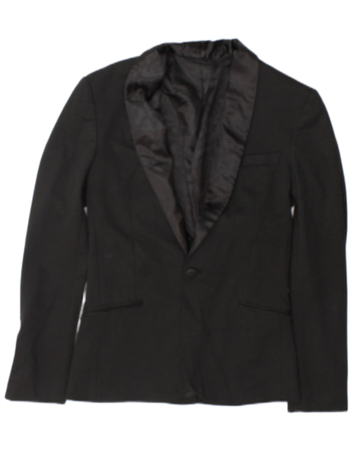 Zara Herre 1-knap blazerjakke UK 36 Lille sort polyester