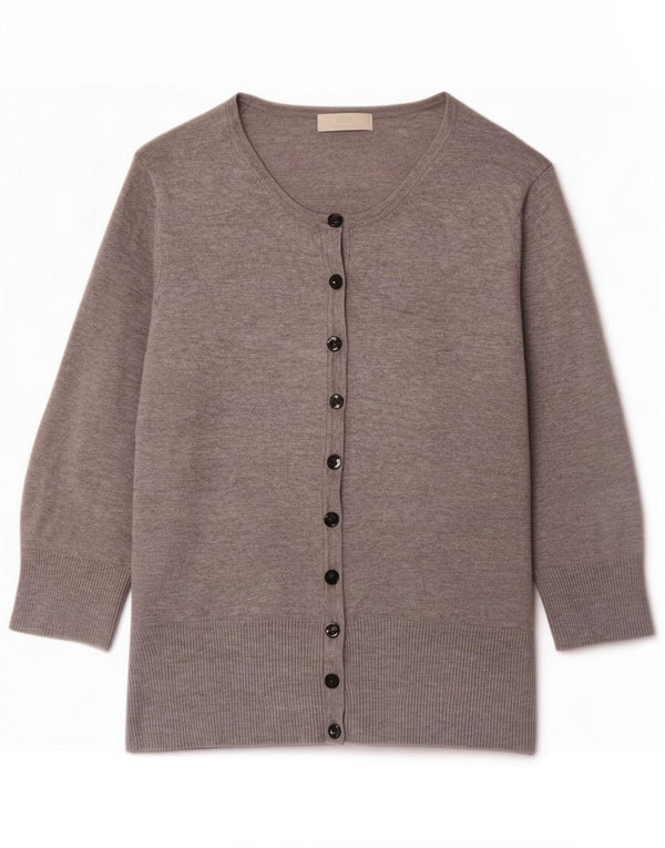 Marks & Spencer Damen-Strickjacke mit 3/4-Ärmeln, Gr. 16, Grau