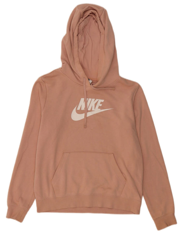 Nike Womens Graphic Oversized Hoodie Jumper UK 10 Small Pink Cotton
