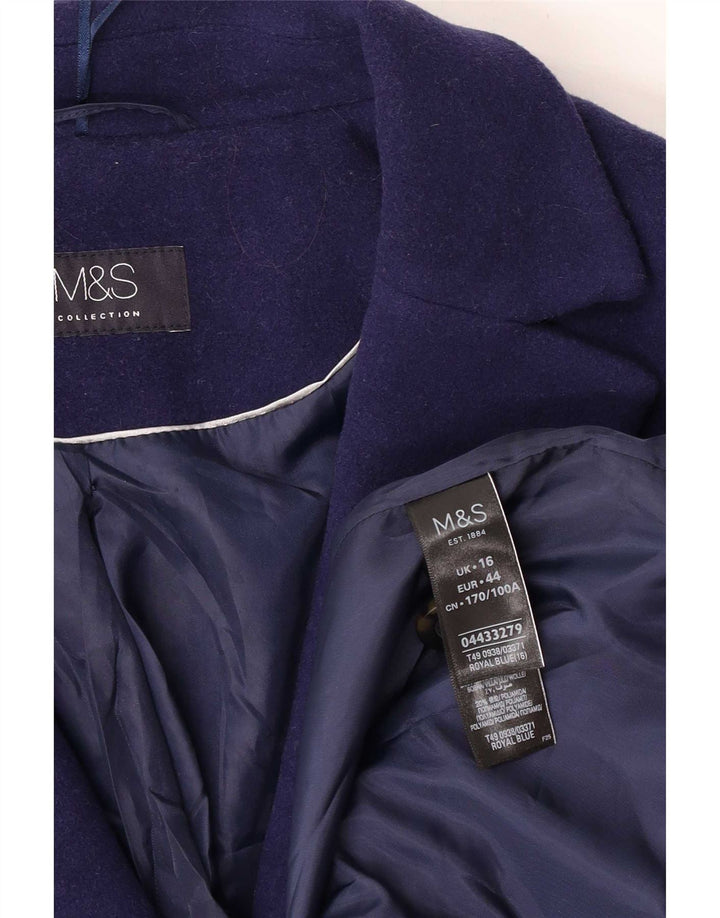 Marks & Spencer Womens Oversized Overcoat UK 16 Large Blue Wool