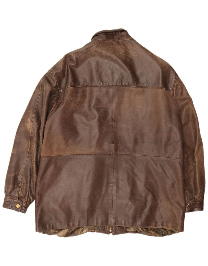 Vintage Ανδρικό Δερμάτινο Μπουφάν UK 44 2XL Καφέ