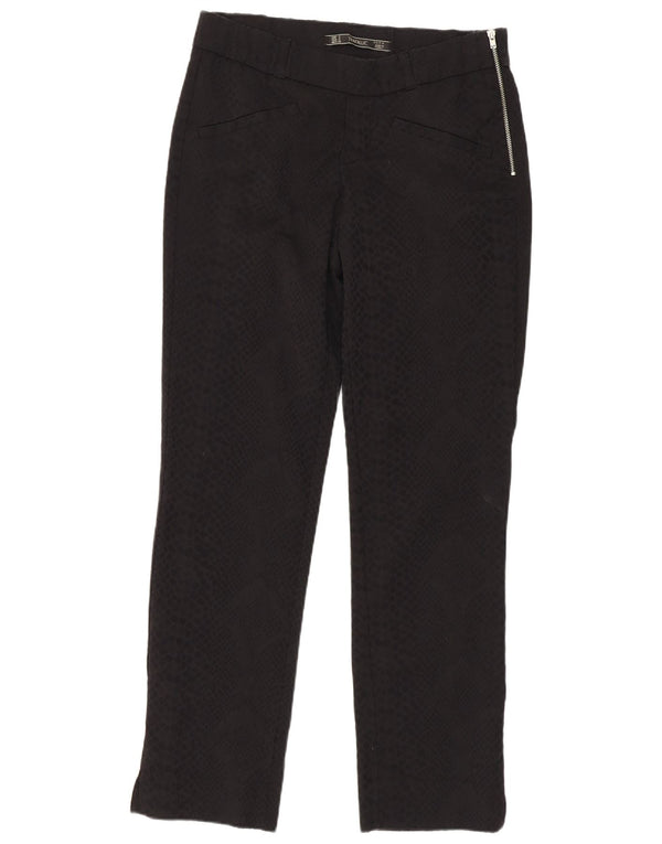 Zara Womens Slim Casual Trousers Small W26 L27 Black Animal Print Cotton