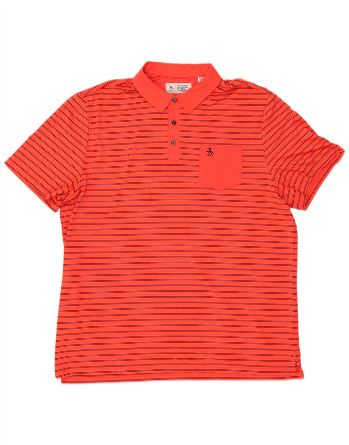 PENGUIN Polo da uomo XL in poliestere a righe rosse